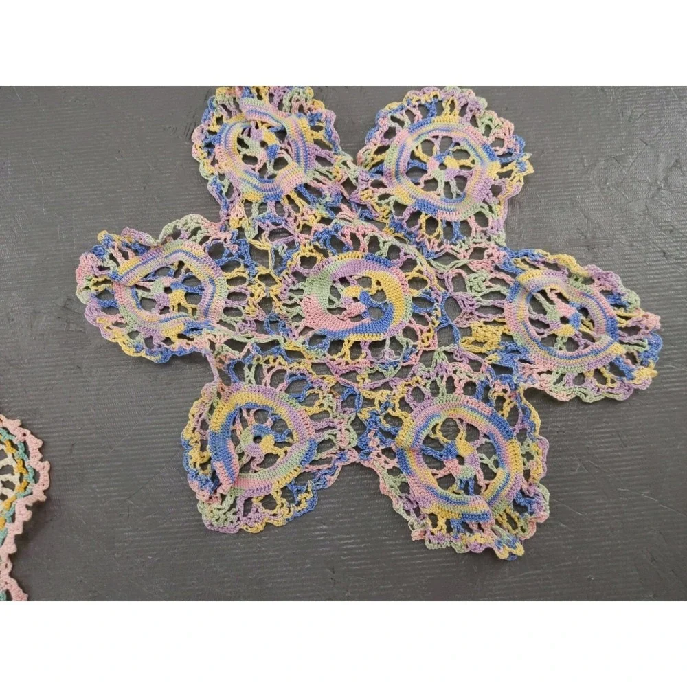 Vintage Set of‎ 2 Crochet Table Doily 10